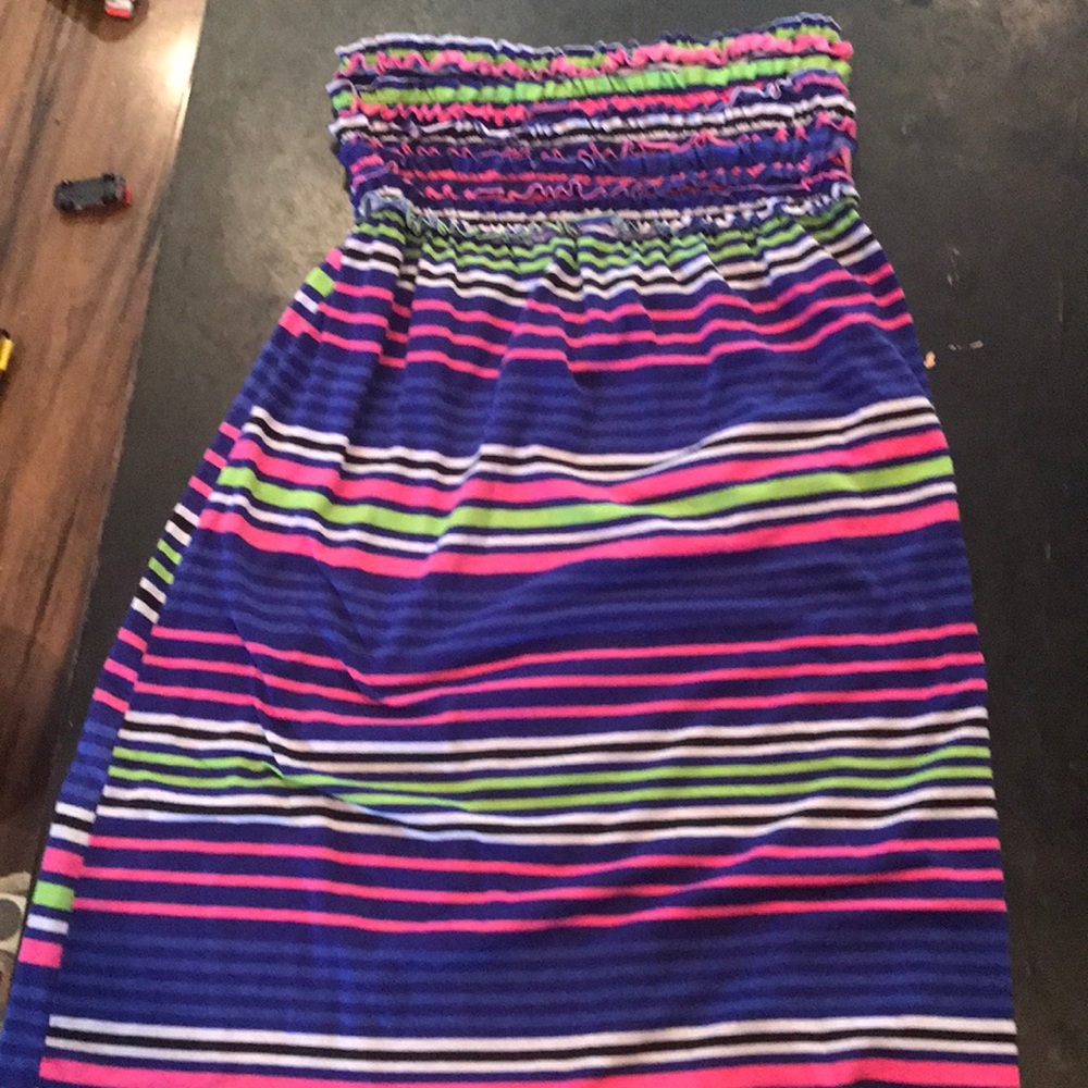 MultiColor Beach Dress Strapless